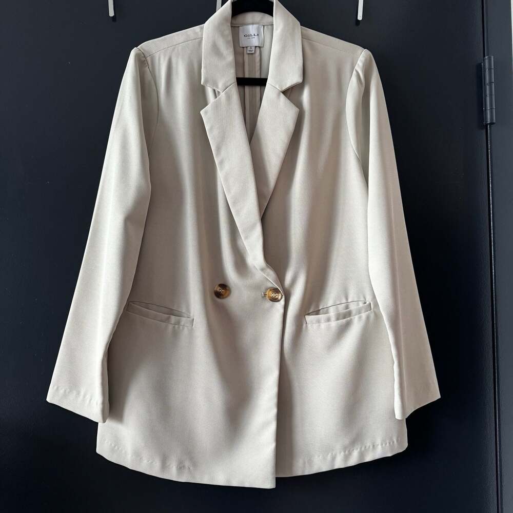 Double-breasted Blazer in Cream - lightweight
